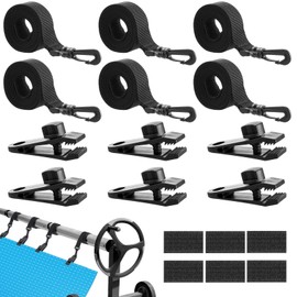 Frienda 6 Sets Pool Solar Cover Reel Attachment Kit Inground Swimming Pool Solar Cover Clips Blanket Straps Kit Including 6 Straps with Hooks, 6 Clips and 6 Touch Fastener Home Accessories