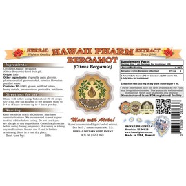 Hawaii Pharm Bergamot Liquid Extract, Bergamot (Citrus Bergamia) Dried Fruit Peel Powder Tincture Supplement 2 oz