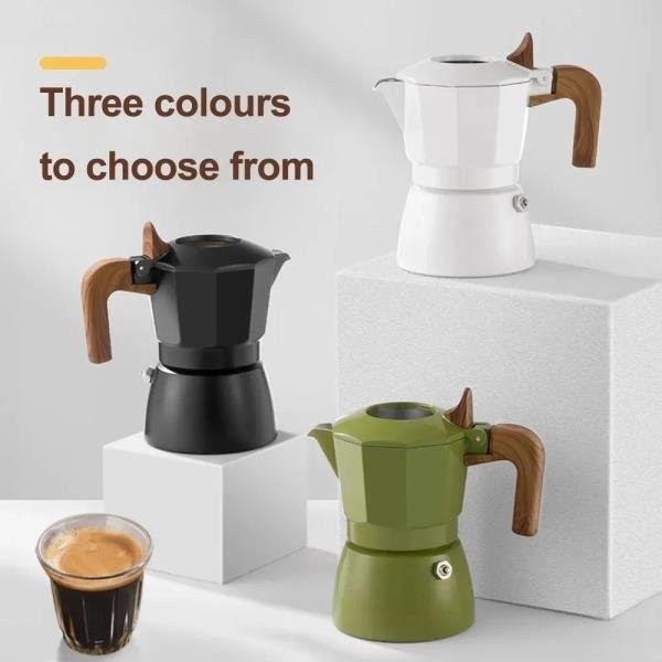 3-Person Double Valve Coffee Pot Espresso Extraction Mocha Outdoor Brewing High Temperature, 04 150ML Black / 3인용 더블 밸브 커피 포트 에스프레소 추출 모카 야외 양조 고온, 04 150ML Black