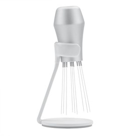 Normcore WDT Distribution Tool with Stand V3, 9 Prong Needle Espresso Stirrer, 18 Needles 0.25mm / 0.3mm Thick Spring Wires, Weiss Distribution Technique, Anodized Aluminum Handle, Silver