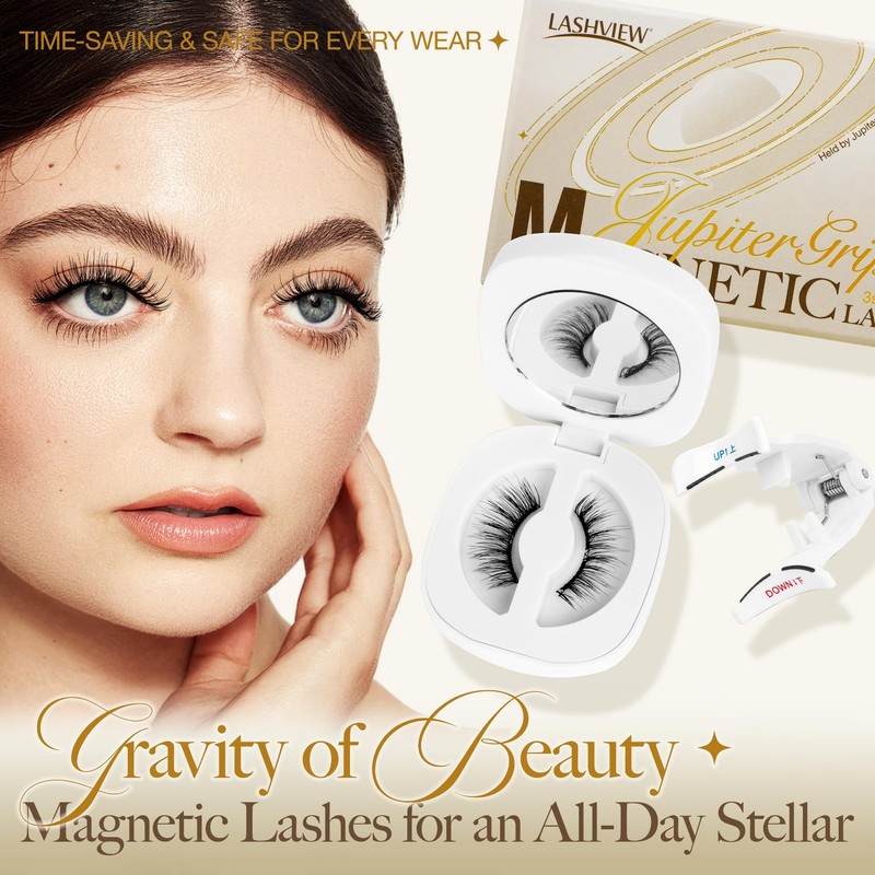 LASHVIEW Magnetic Eyelashes Natural Look, Reusable Manga Magnetic Lashes Kit