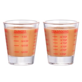 Shot Glass Measuring Cup，Espresso Shot Glass 26-Incremental Measurement 1oz, 6 Tsp, 2 Tbs, 30ml，Kitchen Tools，Bar Bartender Accessories, Jigger for Bartending (2 Pack-Red)