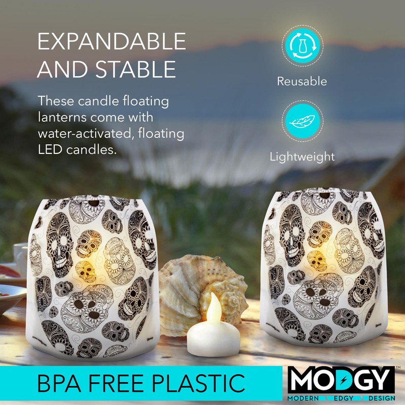MODGY Luminary Lanterns, Halloween Candle Holders with Flameless Floating LED