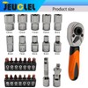 JEUCLEL 27PCS 1/4" Drive Mini Ratchet Set with Bits, Hex,