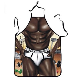Grembiule da cucina umoristico uomo sexy slip Muscle Black Macho – Cucina regalo divertente Natale – 068
