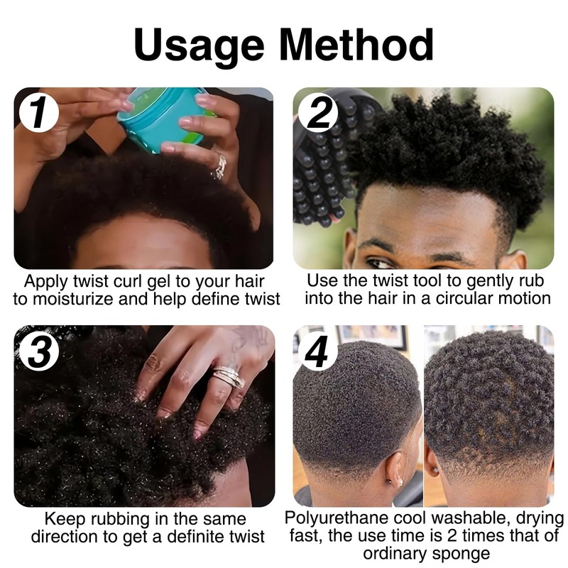 Benaewa 3 Pcs Hair Sponge, Afro Washable Twist Hair Sponge