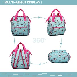 Kono Kids Backpack Unicorn Children's Backpacks for Girls Teens School Bag Set for School Travel Book Rucksack with Pencil Case (Blue)