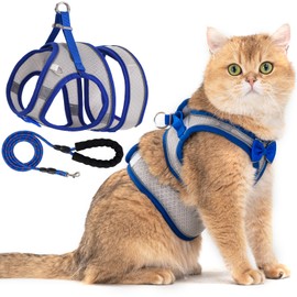 Cat Harness and Leash Set for Outdoor Walking, Escape Proof Adjustable Kitten Vest Harnesses with Soft Breathable Mesh, Lightweight Cat Vest Harnes for Small Dog Puppy Rabbit & Small Animal