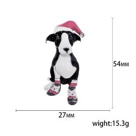 Cute Puppy Dog Crystal Brooch for Women Girls Fashion Antique Alloy Enamelled CZ Santa Claus Red Hat Animal Pet Brooch Pins Scarves Scarf Clip Neck Bow Tie Dress Christmas, Metal, Cubic Zirconia