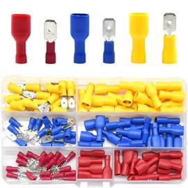 CEEYSEE 120Pcs Spade Connector Insulated Female and Male Quick Splice Wire Terminals Electrical Wire Crimp Bullet Connectors Kit（PSZ)