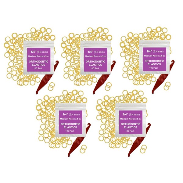 1/4 Inch Orthodontic Elastic Rubber Bands, 500 Pack, Natural, Medium