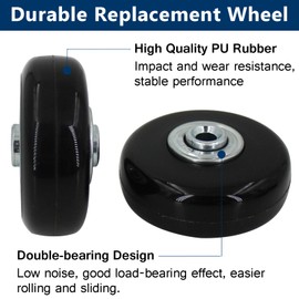 AcbbMNS 4 Pcs Luggage Suitcase Replacement Wheels 50mm x 18mm, Rubber Wheel with 6mm Bearing 36mm 38mm Axles Screw Washers Wrenches Repair Set