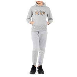 Girls Tracksuit Set 12 Chapters 365 New Chances Print Pullover Top Full Suit Hooded Sweatshirt Long Sleeves Track Top Winter 2PC Hoody Activewear Jumper With Pocket Trouser And Bottoms Grey -L