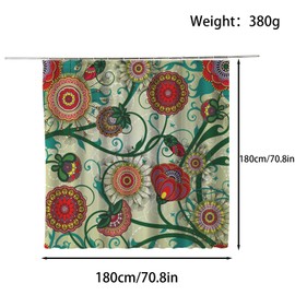 FAIRYGATE B8623 Bath Curtain, Shower Curtain, Anti-Mould, Waterproof Bathroom Curtains, Abstract Extra Long Polyester Fabric Bathroom Curtain with Hooks, 180 x 180 cm