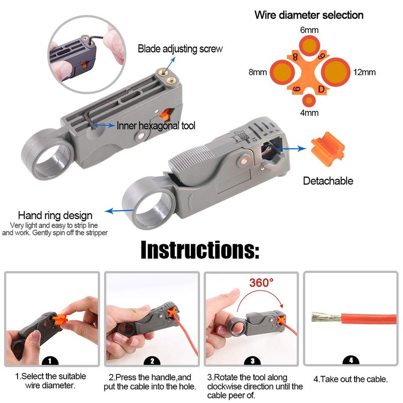 Glarks Coaxial Cable Tool Set, Coax RF Connector Crimping Tool