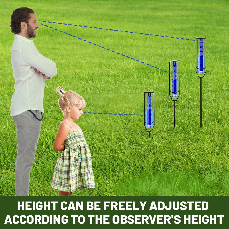 Rain Gauge for Outdoor 7 Inch Adjustable Height Rain Gauge