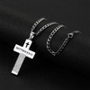 Matthew 6 9-13 Silver Bible Verse Cross Necklace For Men