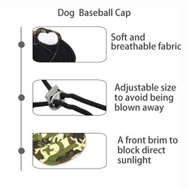 YAODHAOD Dog Baseball Cap Adjustable Dog Outdoor Sport Sun Protection Baseball Hat Pet Casual Cap Visor Sunbonnet with Ear Holes,Summer Travel Sport Hat Outfit (Camouflage, Large)