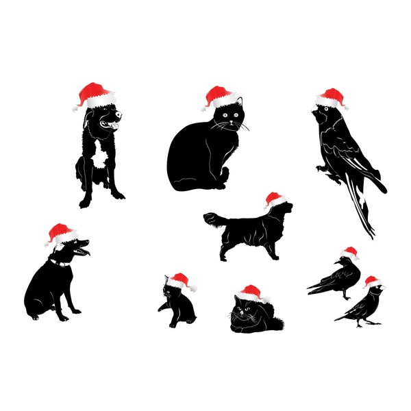 Family Adorable Cartoon Wall Decal Decoration Cute Animals in Santa