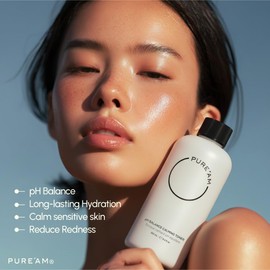 PURE'AM - Korean Toner for Dry Skin - Deeply Hydrating - Hyaluronic Acid & Vegan Ceramides - Korean Skincare Toner for Face, Sensitive Skin - Redness & Acne - 8.4 fl. oz, 250 ml