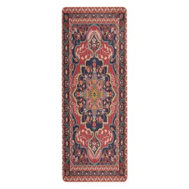 Kigai Yoga Mat Red Persian Design Fitness Mat Eco-Friendly Non Slip Portable Foldable Floor Workouts Mat for Pilates Home Gym Exercise Beach 70.8x26 inch