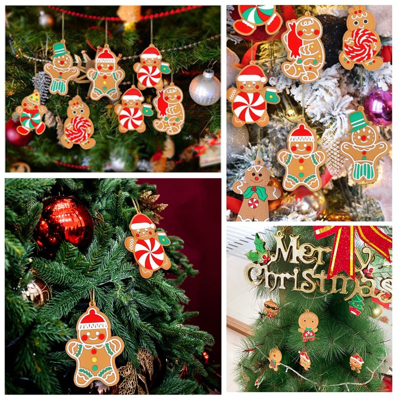 Elionless 12 x Traditional Gingerbread Man Christmas Tree Ornaments Pendant