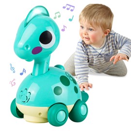 YOLOMOON Baby Toys 6-12 Months, Musical Dinosaur Toys for 1 2 Year Old Boys Girls Toddlers, Touch and Go Crawling Dinosaurs with Lights & Sounds, Birthday Gifts for Boys Kids 6 9 12 month 1-2 Year Old