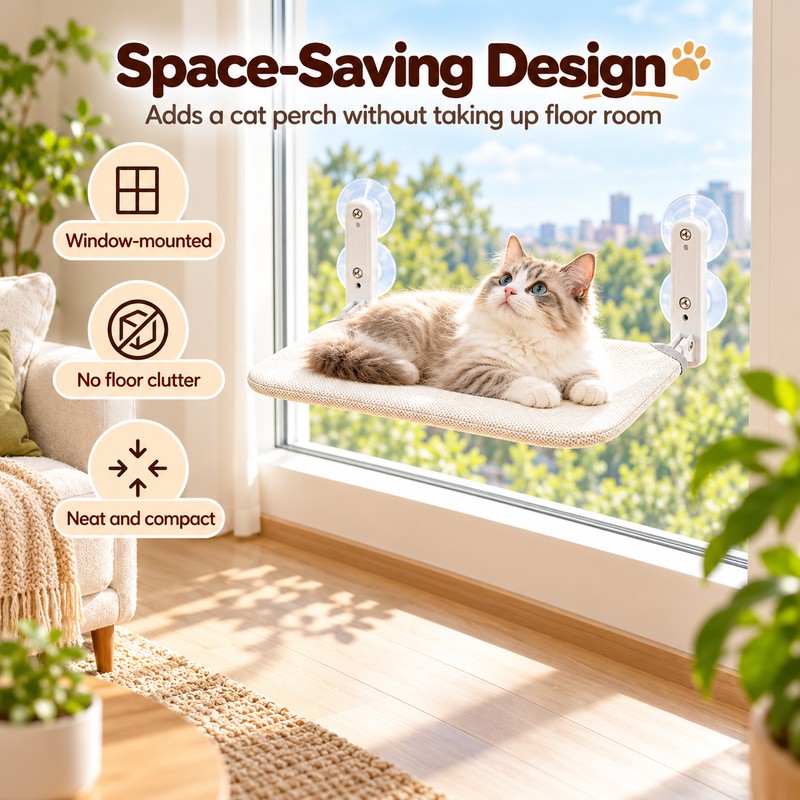 Cat Window Hammock for Indoor Cats – Removable Washable Bed