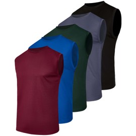 5 Pack: Mens Big & Tall King Size Mesh Tank Tops Active Wear T-Shirt Top Tanks Tees Workout Gym Dry Fit Breathable Crew Under Shirt Athletic Sport Running Top Exercise SPF Shirt Men Tee - Set 4, 3XLT