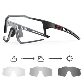 KAPVOE Photochromic Cycling Glasses with TR90 Sports Sunglasses Women Men Running Clear MTB Bike Bicycle Accessories Clear Black 08