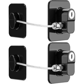 Fridge Lock, 2PCS Upgraded Refrigerator Lock for Kids with Eco-Friendly, Fridge Locks for Kids and Freezer Lock with Keys Easy to Use and Install, Mini Fridge Lock, Black