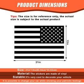 2PCS Rear Side Window American Flag Sticker Decals, Matte USA Flag Vinyl Stickers with Installation Tools, Universal Car Back Side Window Accessories for Cars, Trucks, SUVs (21 x 13 inches)