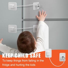 KOVOSCH 2Pcs Fridge Locks,Cupboard Locks,Window Locks for Children Safety,Window Restrictors for Upvc,Door Lock Without Drilling,Fridge Locks with Keys,Baby Drawer and Cabinet Safety Lock,White