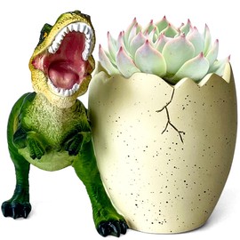 FlidRunest Dinosaur Succulent Plant Pots, Animal Garden Planter Resin Creative Plant Flowerpot with Drain Hole, Funny Planters for Indoor Plants for Home Garden Planting Office Desk