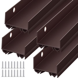 Lineshading 4 Sets Door Sweep Plastic PVC 1 3/4" x 36" Slide on Bottom Exterior Door Seal Strip for Weather Stripping Draft Stopper (Brown)