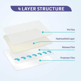 Conkote Hydrocolloid Wound Dressing 4”x 4”, Sterile Thin Adhesive Patches, Box of 10 Dressings