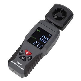 Smart Sensor Digital Anemómetro de Mano LCD Medidor de Velocidad de Viento ST9606 Portátil para Medir la Velocidad del Viento y la Temperatura (Negro)