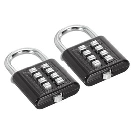 PATIKIL 8 Dígitos Candado de Combinación 2 Piezas Mecanismo de Bloqueo de 4 Posiciones Candado Digital de Seguridad con Botón de Presión para Gimnasio Taquilla Deportiva Negro