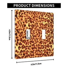 Pznen Leopard Skin Texture Double Toggle Light Switch Cover Leopard Print 2 Gang Wall Plate Decorative Faceplate Electrical Switchplate Bathroom Bedroom