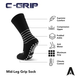 Atak Mens C Grip Mid Socks Senior Black 6-8