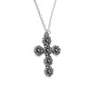 Unbranded Silver Flower Cross Pendant Necklace Sunflower Daisy Cross Charm