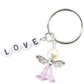 HERZWILD 50 Sets Guardian Angel Make Your Own Set Love Keyring Angel Charm Bead Angel Pendant for DIY Wedding Jewellery Necklace Crafts (Black)