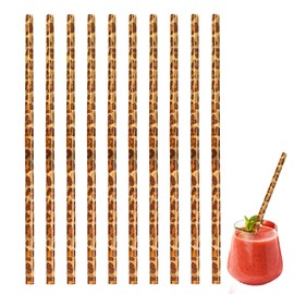 10 Pcs Leopard Print Reusable Drinking Straws, Stylish Plastic Leopard Print Animal Straws for Safari or Party Themes, Hard Plastic Replacement Straws, Easy to Clean & Reuse, Great Cup Accessories