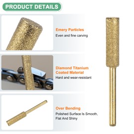 M METERXITY 8-Pack 7/32 Inch Titanium Plated Diamond Chainsaw Sharpener, High Hardness Grinding Stone Chainsaw Sharpening Kit for Electric Chainsaw Sharpener/Stone Carvings [3mm Gold]