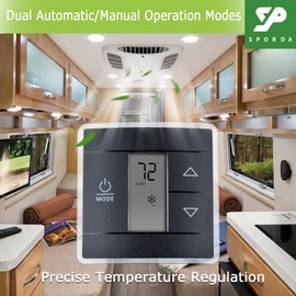 3316250.712 RV Single Zone Wall Thermostat,Compatible for RV/Camper Conditioners, 3 Input Areas, Digital Temperature Display, Cool Furnace Heat Strip