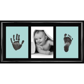 New Baby Boy Girl Gift Inkless Hand and Footprints Kit Frame Impression Prints - White, Pink, Blue, Grey Cards and Choice of Sizes