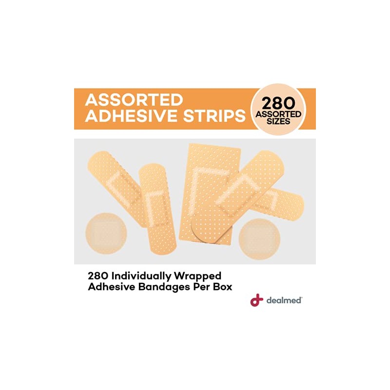 Dealmed Adhesive Bandage Assorted Variety Pack (560 Count) Sterile Breathable