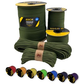 EdcX Paracord (4 mm), 35+ Solid Colours (10 m, 15 m, 30 m, 50 m, 100 m, 300 m), Ideal for Crafts, Camping, Outdoors, 100% Nylon Rope, Tactical Cord 550, Type III (Moss, 10 m)