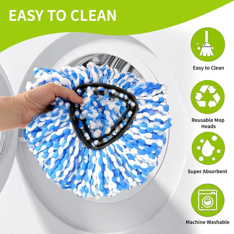 4 Pack EasyWring RinseClean Spin Mop Microfiber Refill Compatible for