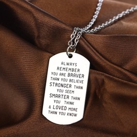 Always Remember You Are Braver Than You Believe Inspirational Necklace For Family Member (Always Remember)